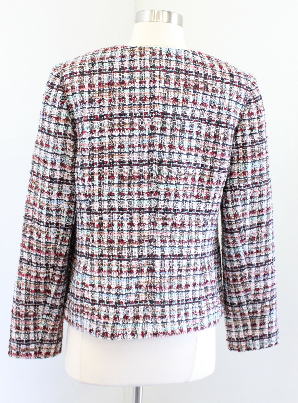 Talbots Adele Multi Color Tweed Embroidered Fringe Trim Blazer Jacket Size 6