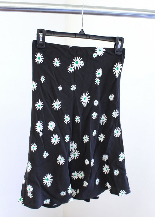 NWT Fabienne Chapot Black White Green Laura Floral Daisy Skirt Size 34