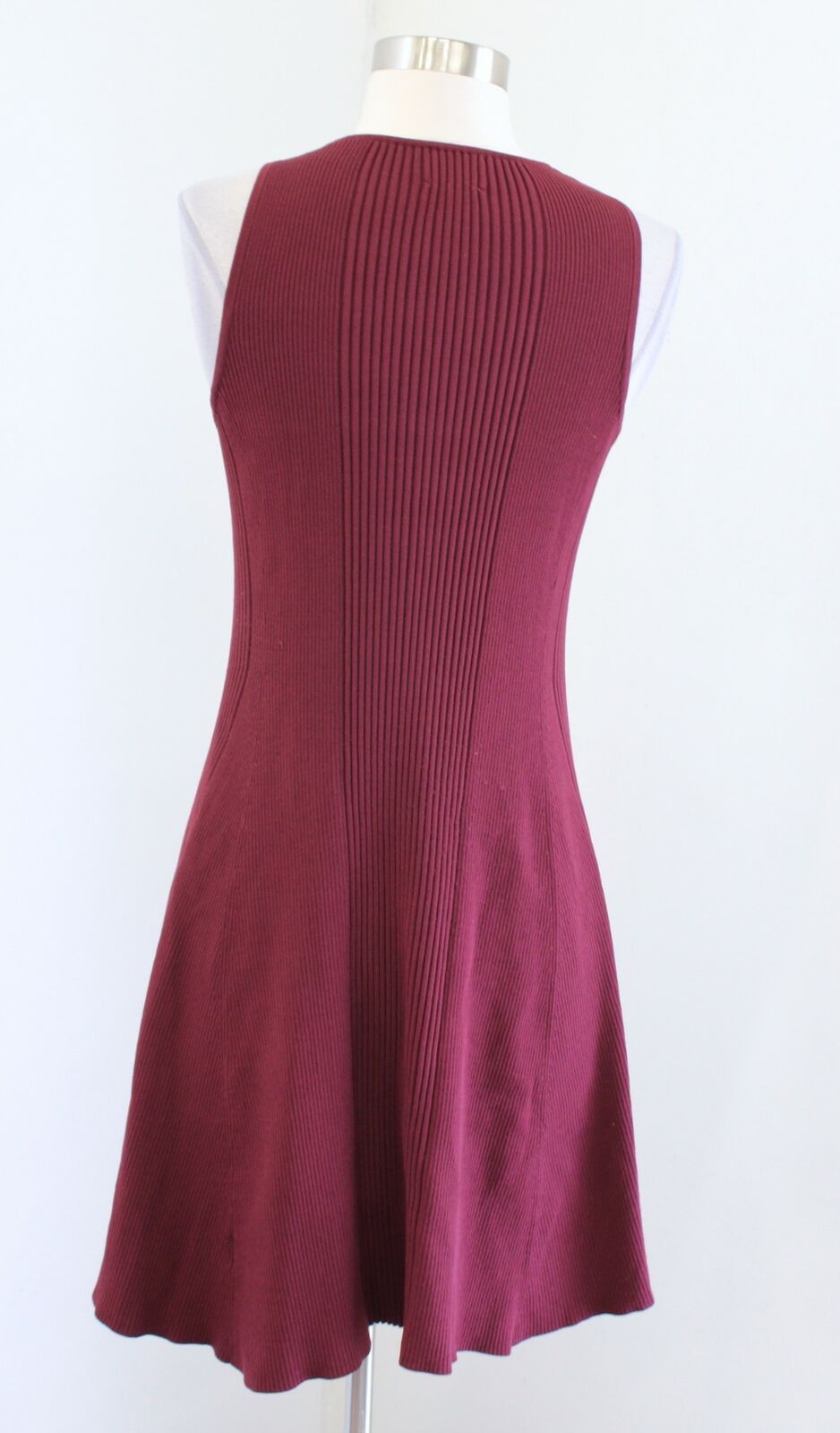 Torn by Ronny Kobo Wine Maroon Ribbed Knit Lace Up A Line Dress Sleeveless Sz S