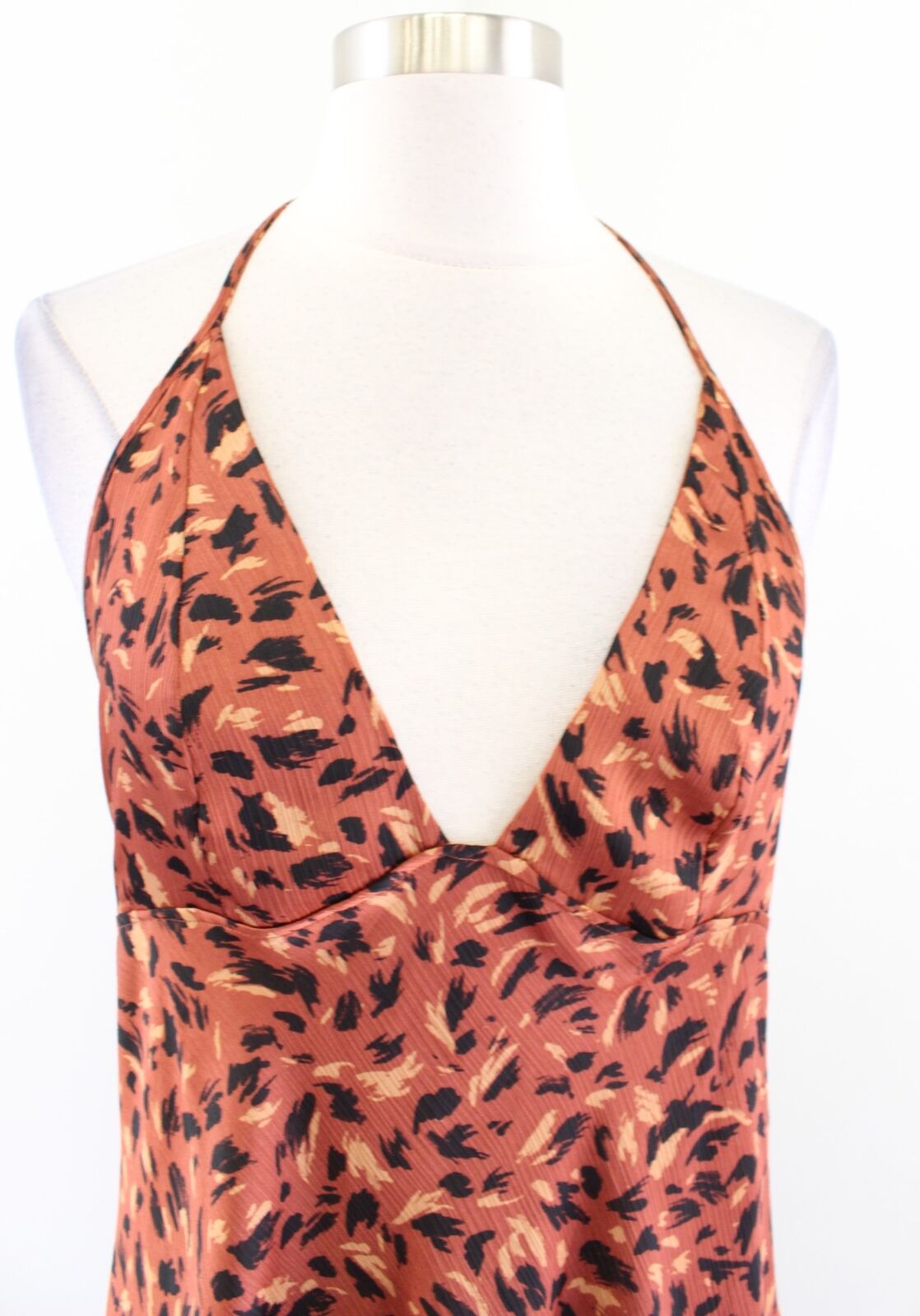 Intimately Free People Hang on Copper Animal Print Mini Halter Slip Dress Size M