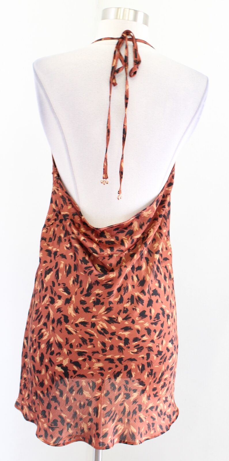 Intimately Free People Hang on Copper Animal Print Mini Halter Slip Dress Size M