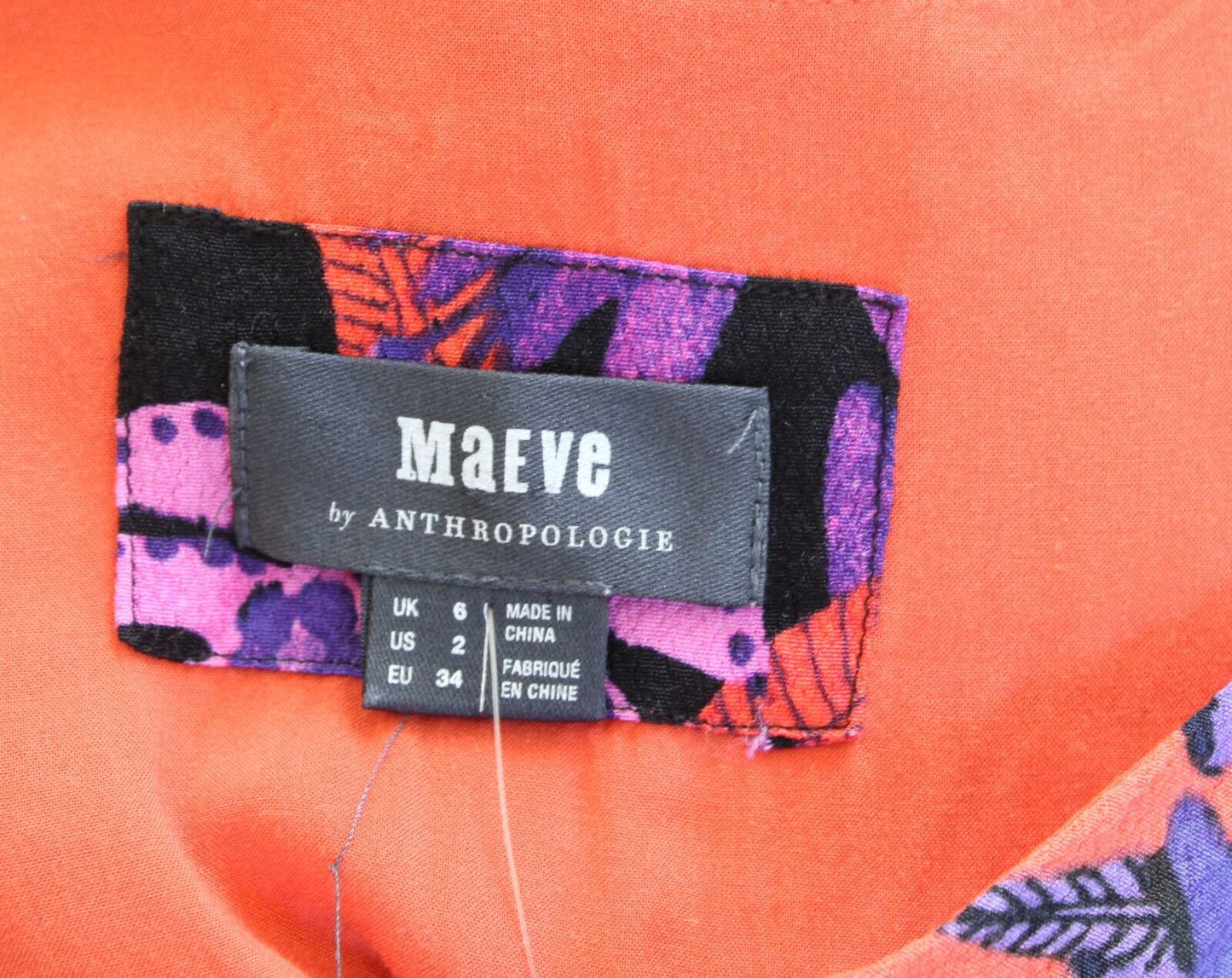 Maeve Anthropologie Macie Floral Tie Waist Maxi Dress Size 2 Orange Purple