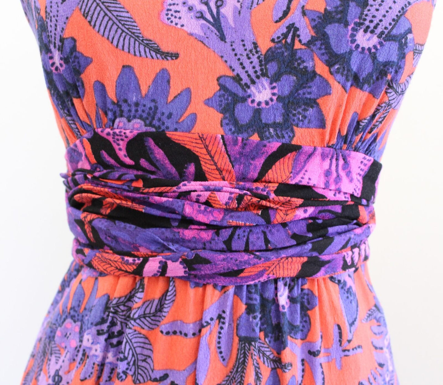 Maeve Anthropologie Macie Floral Tie Waist Maxi Dress Size 2 Orange Purple
