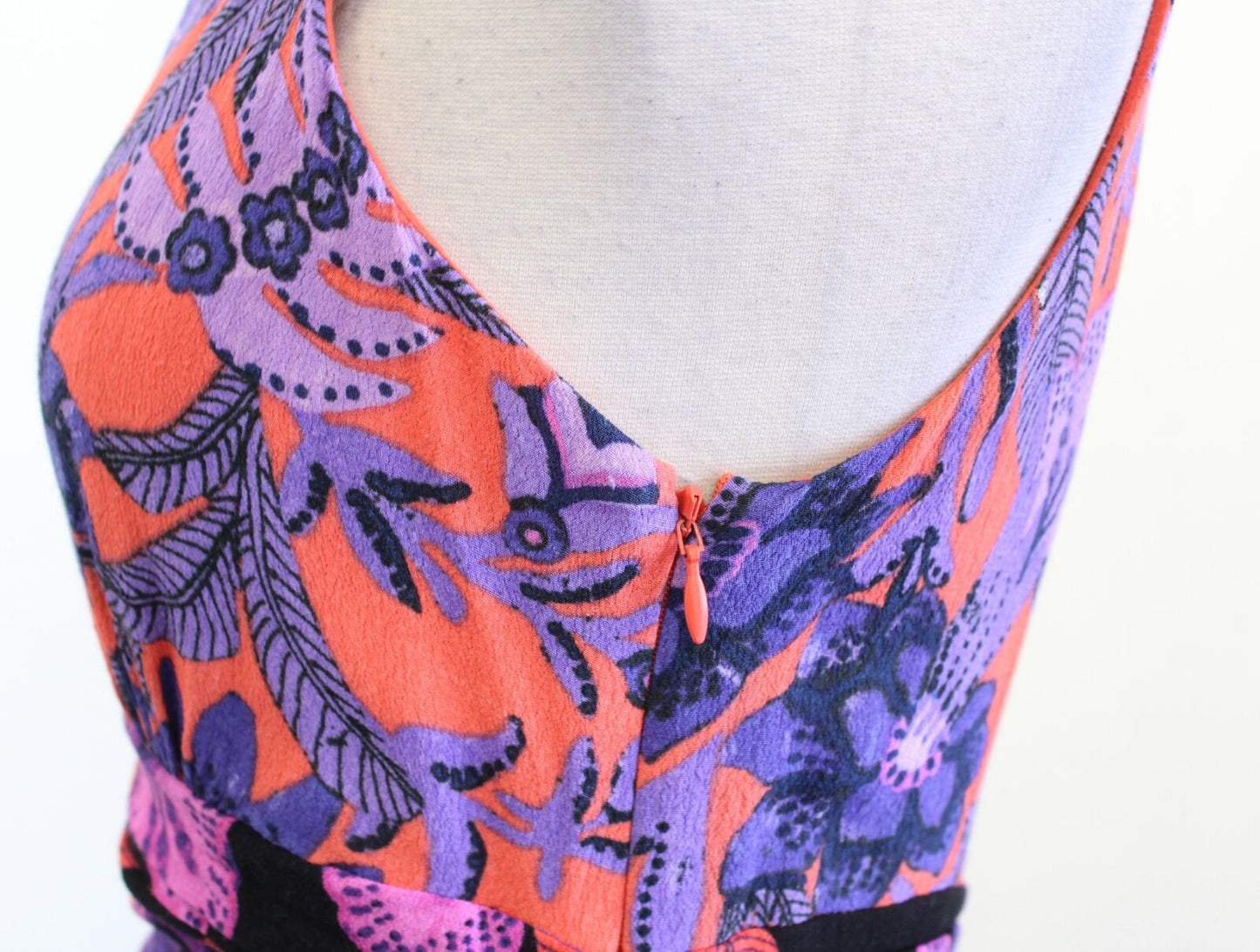 Maeve Anthropologie Macie Floral Tie Waist Maxi Dress Size 2 Orange Purple