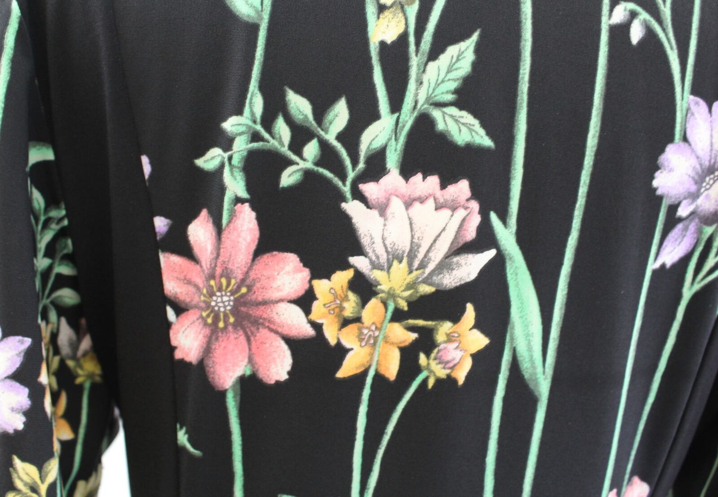 BCBG Max Azria Black Botanical Garden Floral Asymmetrical Hem Dress Size M Green