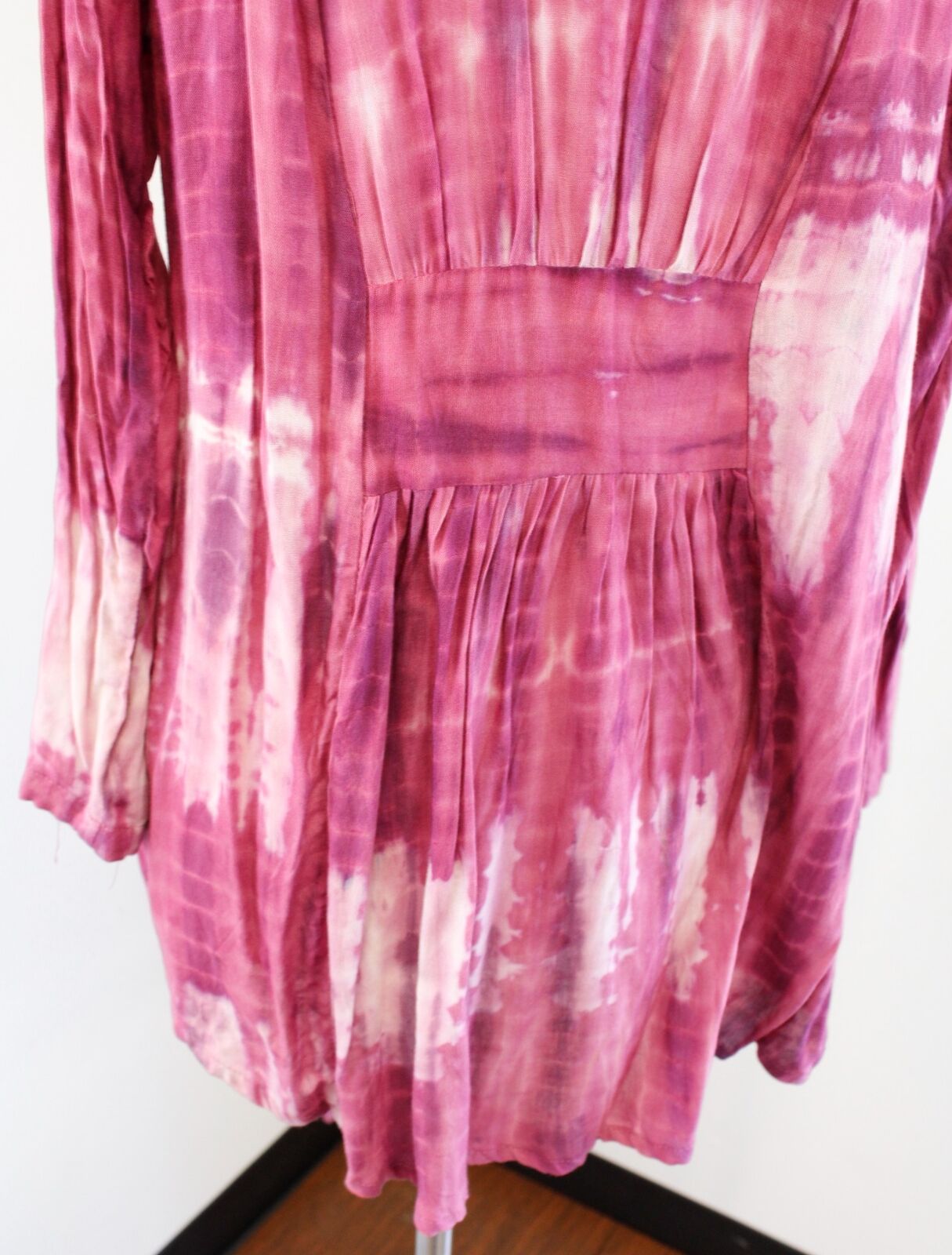 Soft Surroundings Bali Pink Tie Dye Waterfall Open Draped Cardigan Overpiece L
