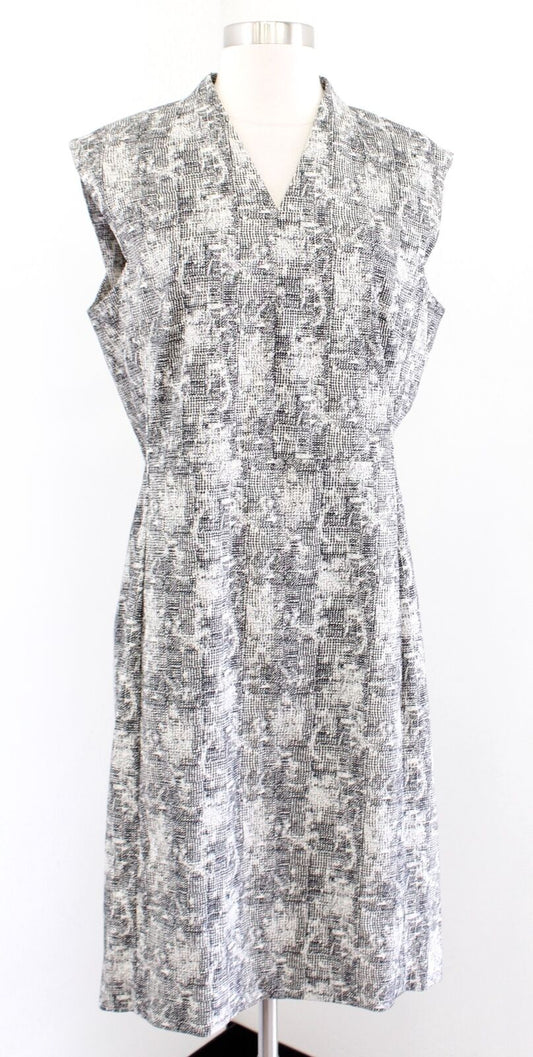 NWT MM Lafleur Aditi Black Off White Crackle Print Sheath Dress Size 14