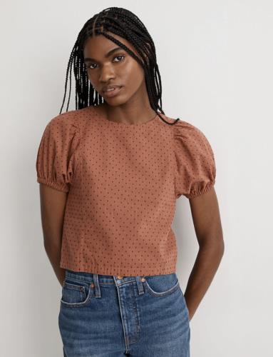 Madewell Jacquard Puff Short Sleeve Top in Micro Cross Size 12 Embroidered Blouse Boho