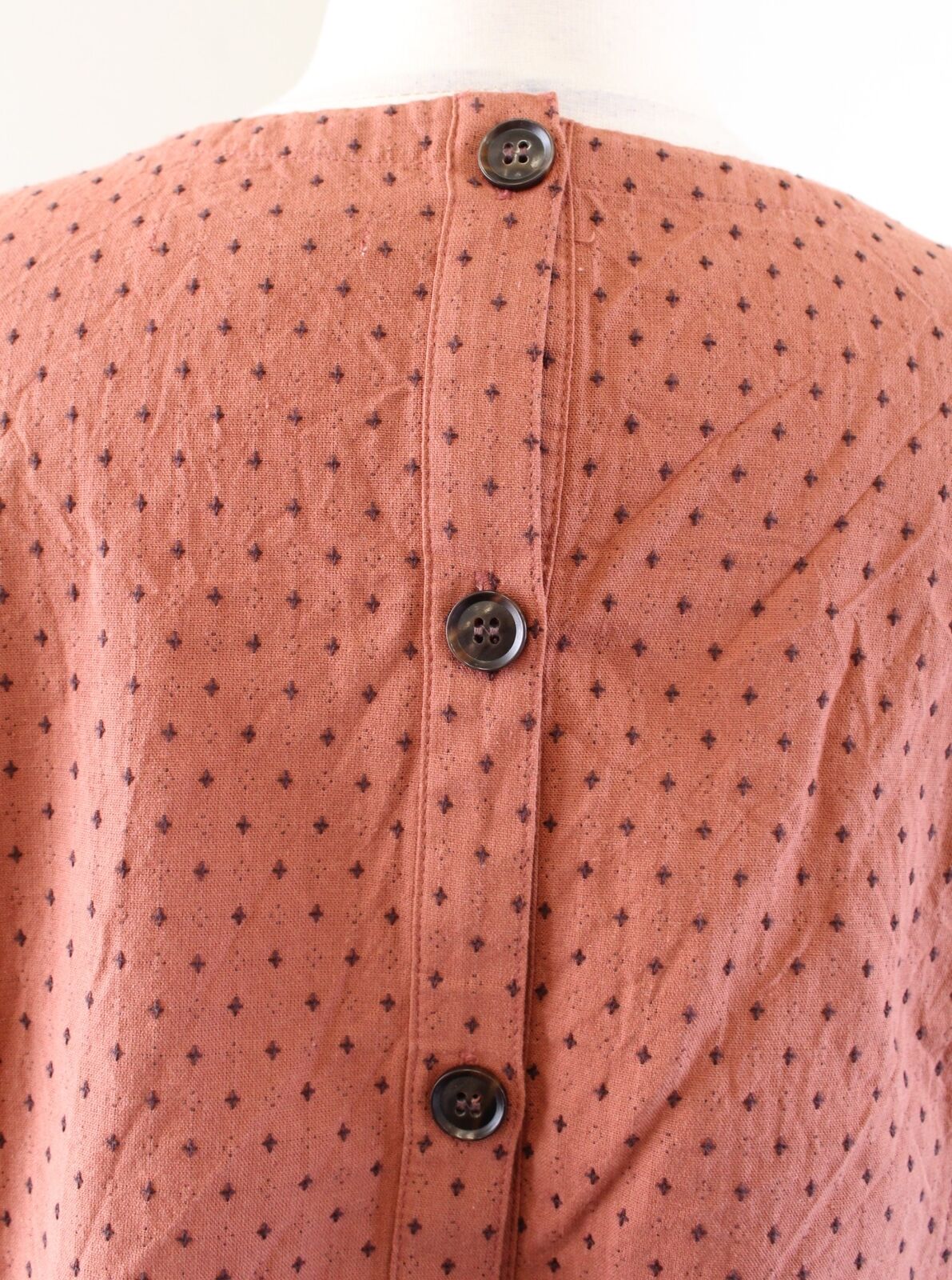 Madewell Jacquard Puff Short Sleeve Top in Micro Cross Size 12 Embroidered Blouse Boho