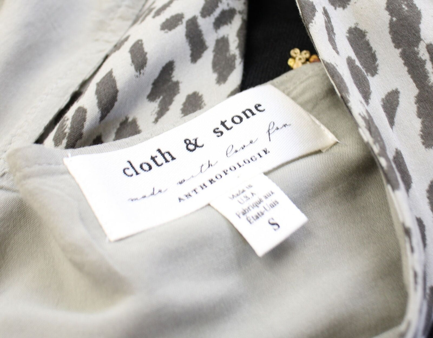 Cloth and Stone Anthropologie Green Cheetah Print Halter Dress Size S Sleeveless