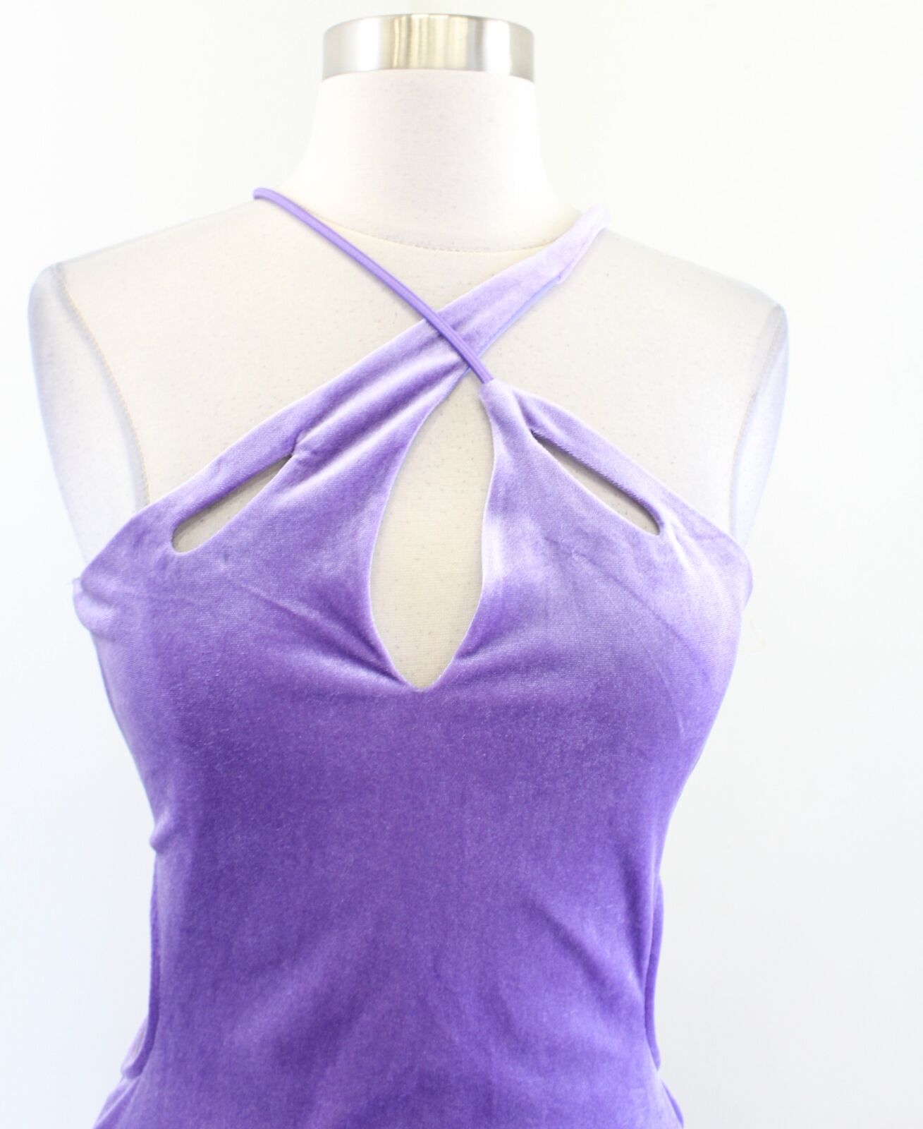 NWT BBxBrand Purple Velvet Cutout Lace Up Detail Mini Party Club Dress Size M