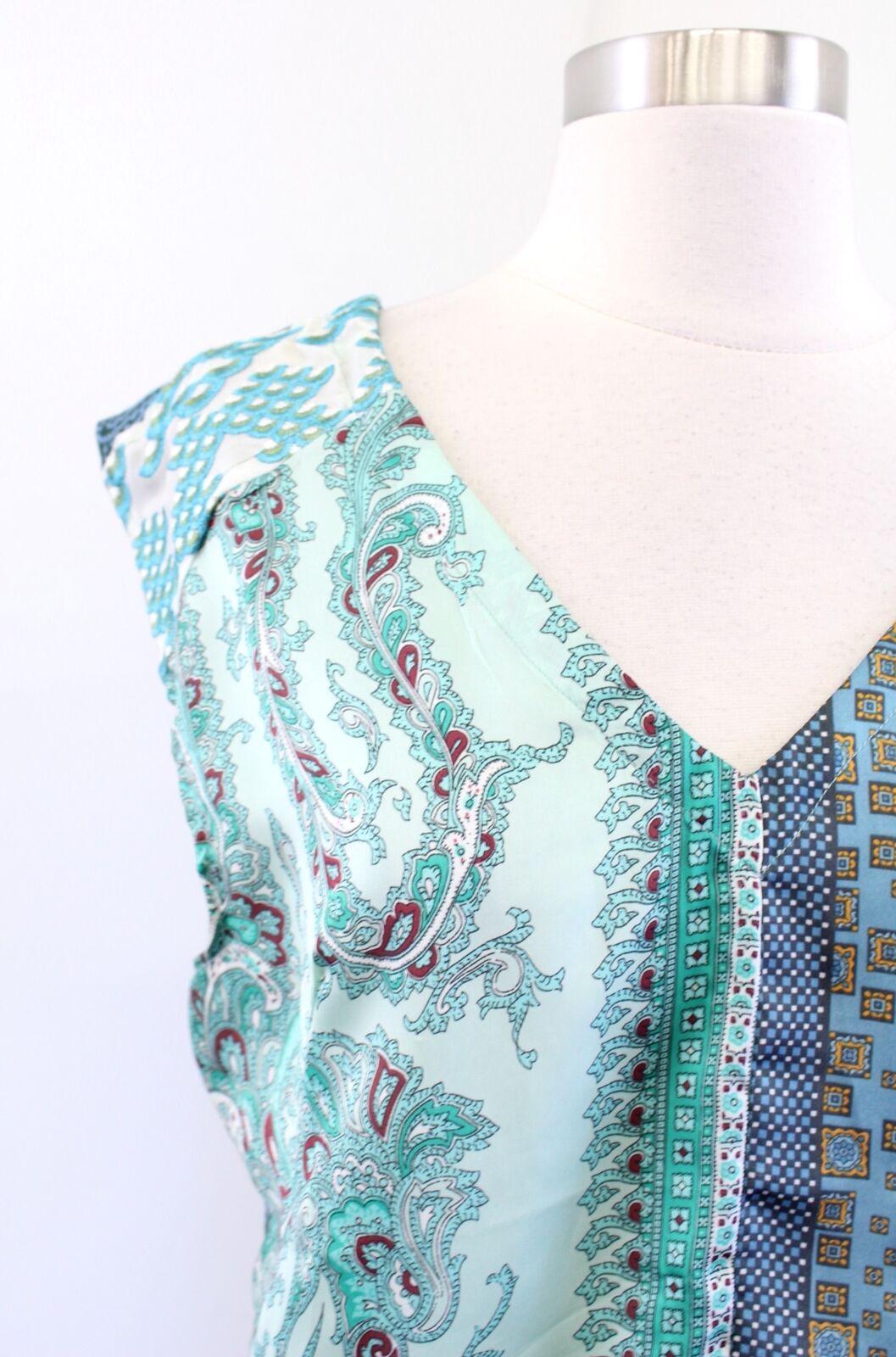 Tiny Anthropologie Kumiko Mixed Scarf Print Side Tie Top Blouse Size S Paisley
