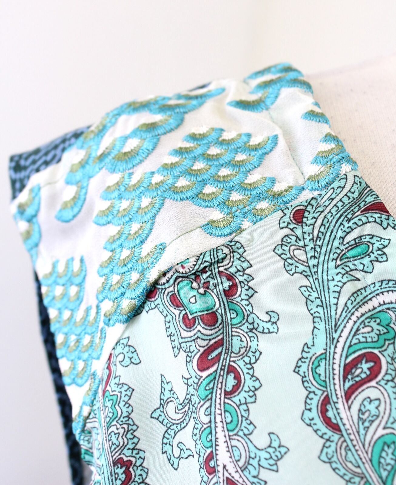 Tiny Anthropologie Kumiko Mixed Scarf Print Side Tie Top Blouse Size S Paisley