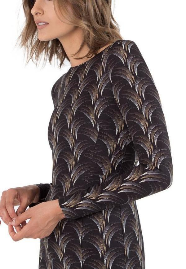 Black Halo Lively Moonglow Geometric Print Long Sleeve Mini Sheath Dress Size 12