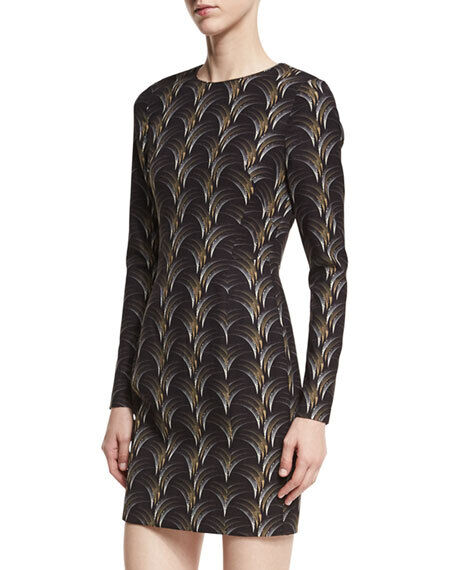 Black Halo Lively Moonglow Geometric Print Long Sleeve Mini Sheath Dress Size 12