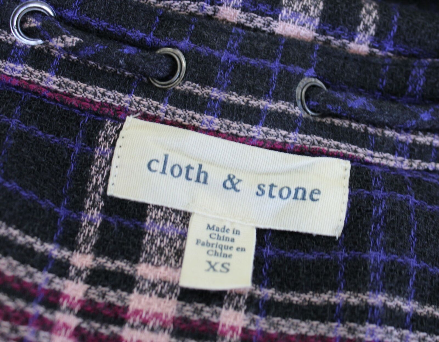 Cloth and Stone Anthropologie Versify Plaid Tie Tunic / Mini Dress Size XS Black