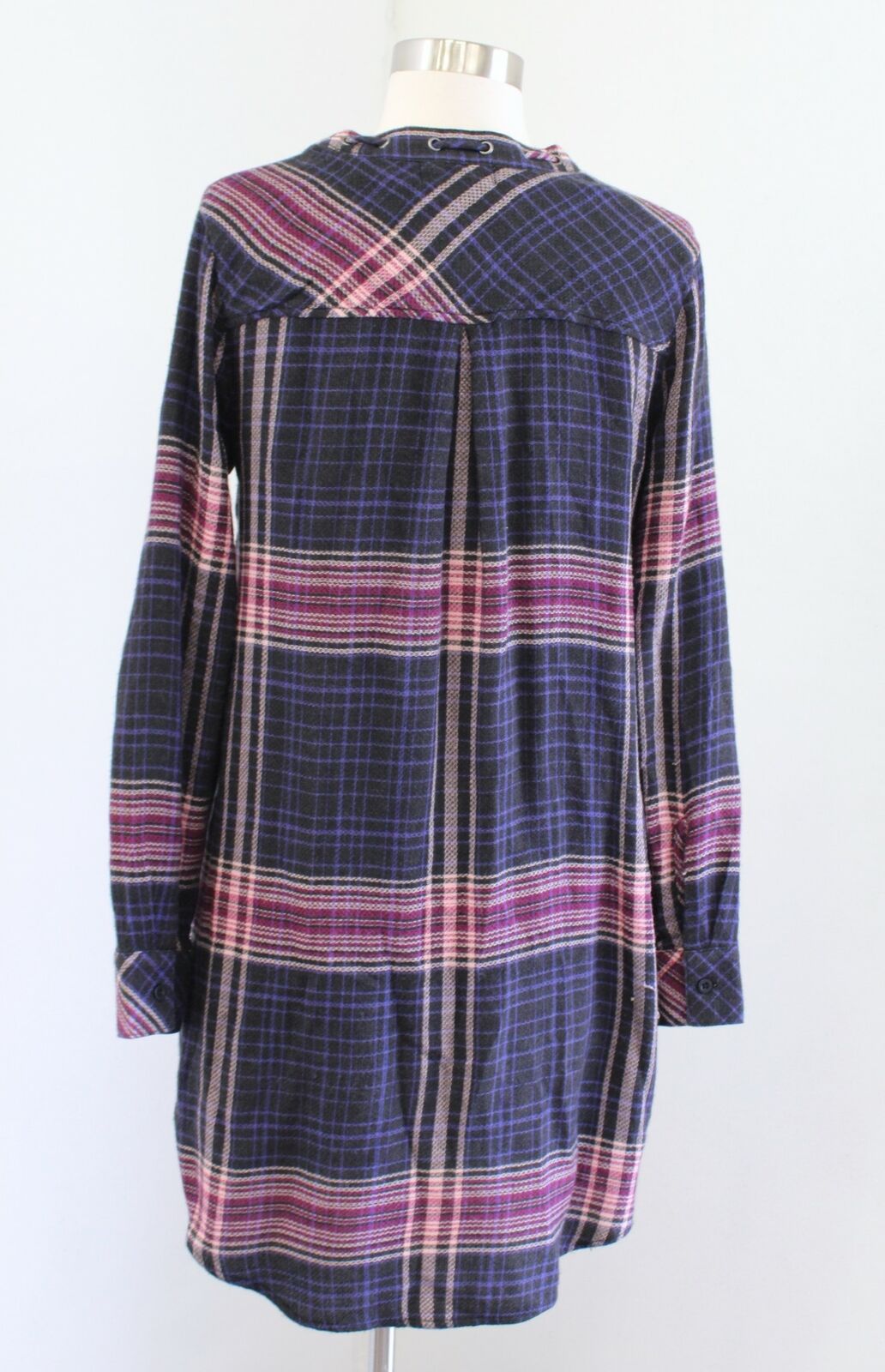 Cloth and Stone Anthropologie Versify Plaid Tie Tunic / Mini Dress Size XS Black