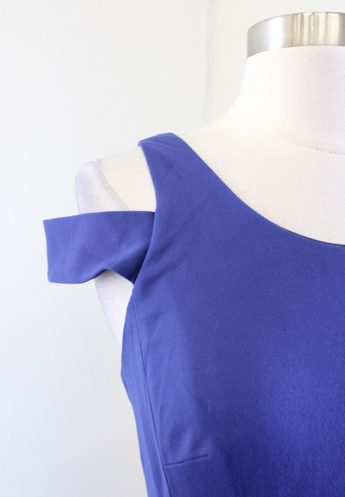 Rebecca Taylor Blue Ponte Knit Cold / Off the Shoulder Flounce Hem Dress Size 2