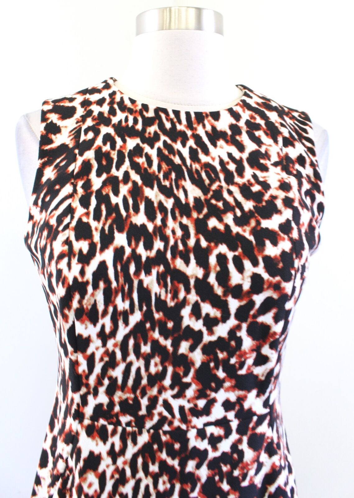 Calvin Klein Womens Cheetah Print Sleeveless Sheath Dress Size 4 Career Black