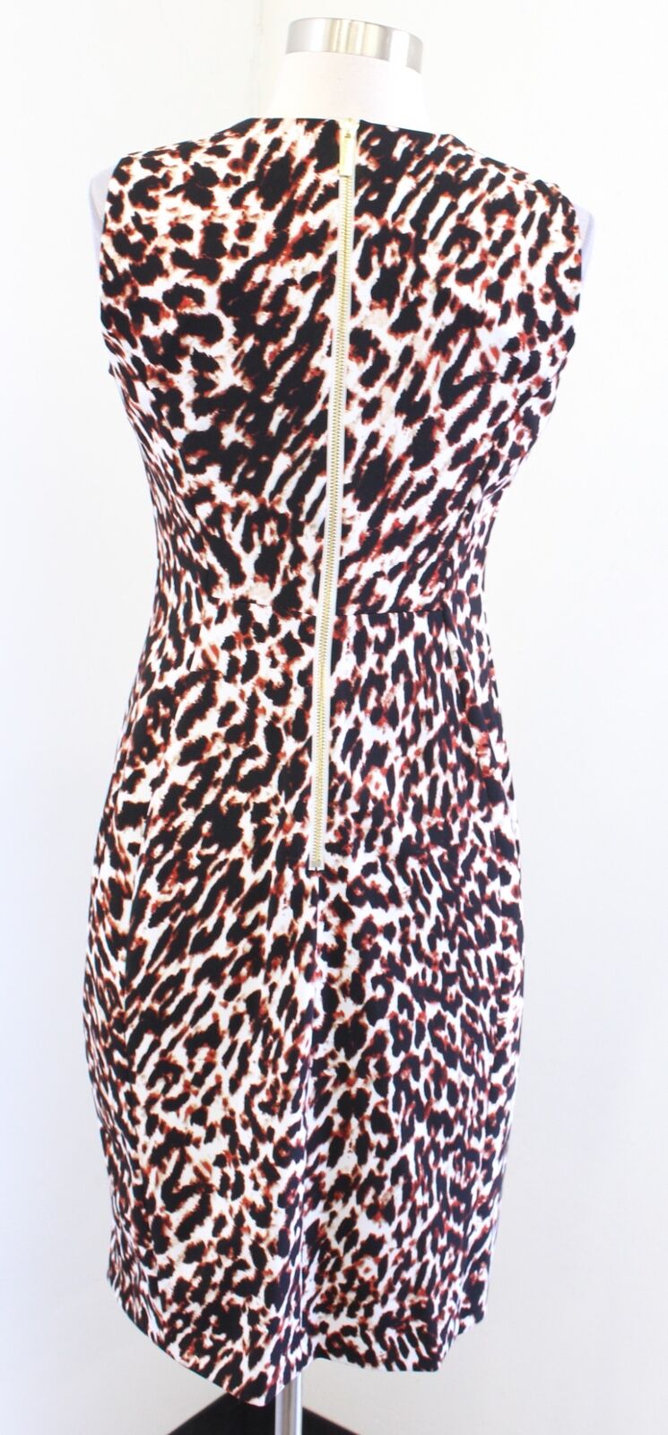 Calvin Klein Womens Cheetah Print Sleeveless Sheath Dress Size 4 Career Black