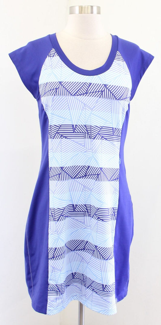 Title Nine Womens Gidget 2.0 Blue Geometric Striped Print Athletic Dress Size S