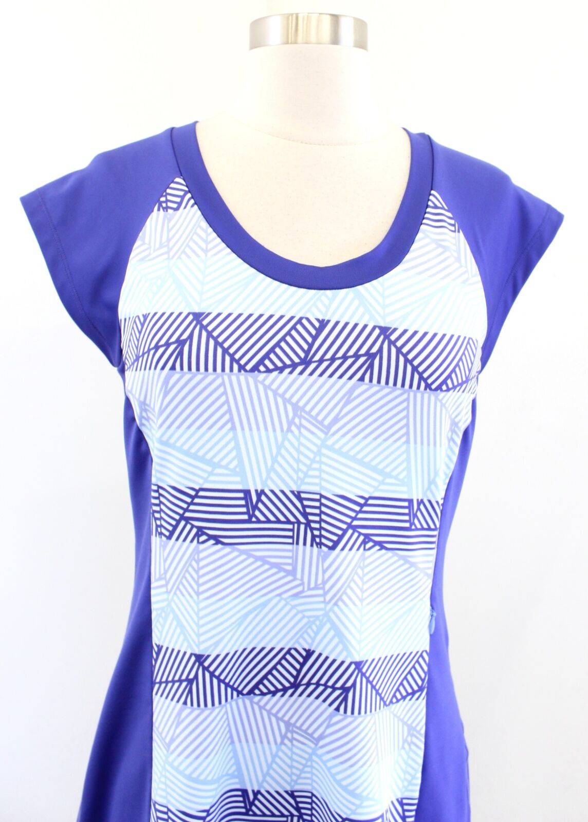 Title Nine Womens Gidget 2.0 Blue Geometric Striped Print Athletic Dress Size S