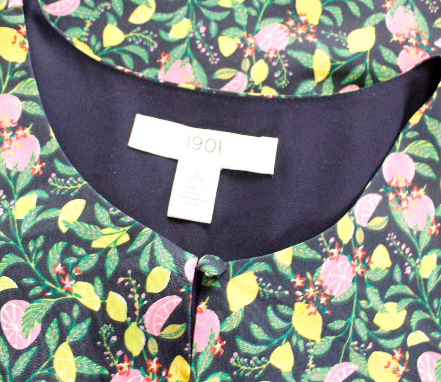 1901 Lemon Grapefruit Novelty Print Scalloped Trim Shell Tank Top Blouse PS SP