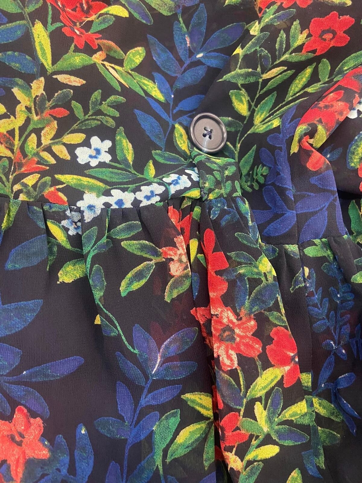 Lauren Ralph Lauren Navy Blue Floral Print Bell Sleeve Flare Dress Size 6 Casual