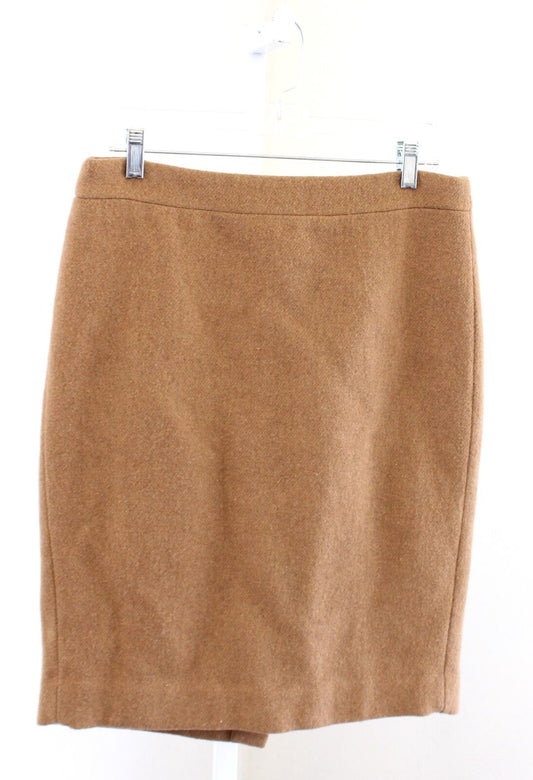 NWT J Crew Factory Womens Camel Tan Brown Wool Blend Pencil Skirt Size 8 Career