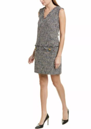 J Crew Womens Multi Color Colorful Tweed Fringe V Neck Shift Dress Size 6