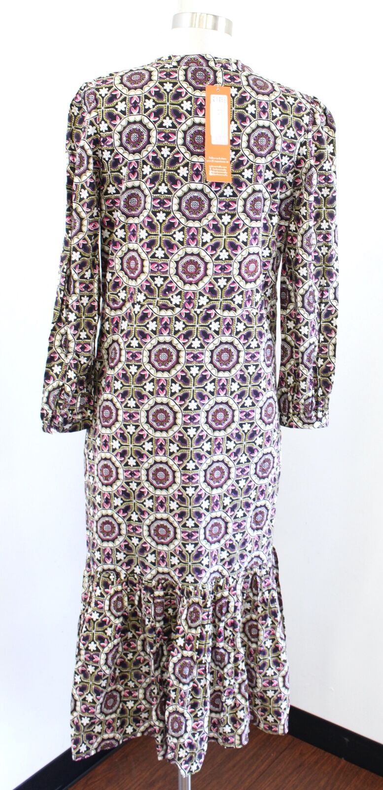 NWT Jude Connally Medallion Mosaic Print Tiered Midi Maxi Dress Size XS Tie