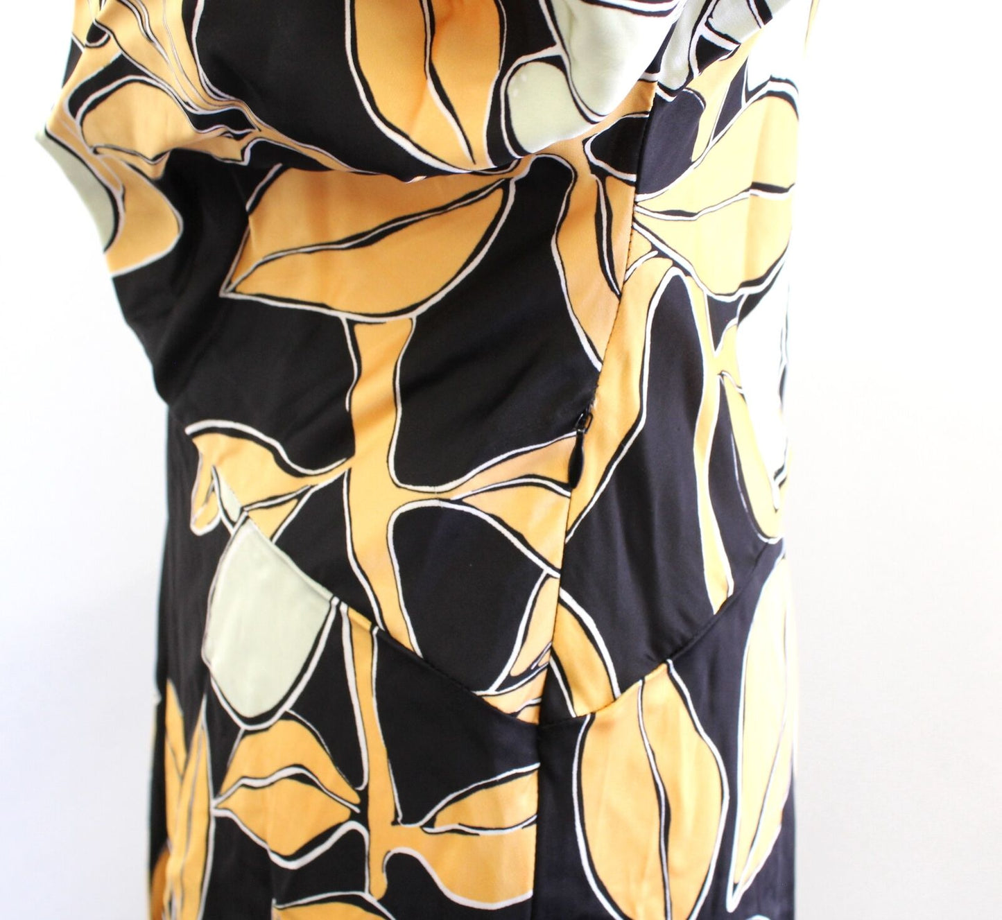 Stine Goya Aubrie Lemon Floral Print Draped Midi Maxi Dress Size S Black