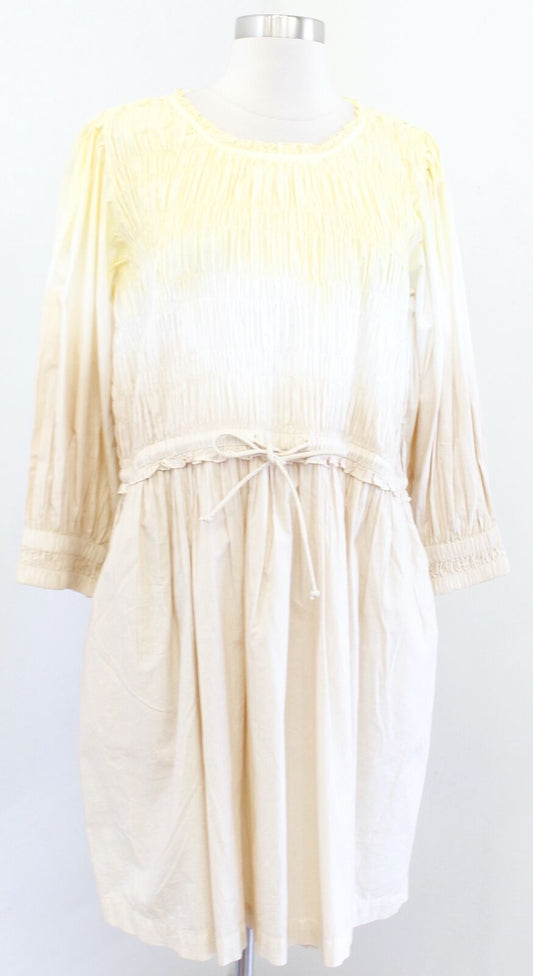 NWT Apiece Apart Aldea Smocked Organic Cotton Ombre Dip Dye Dress Size XL Yellow