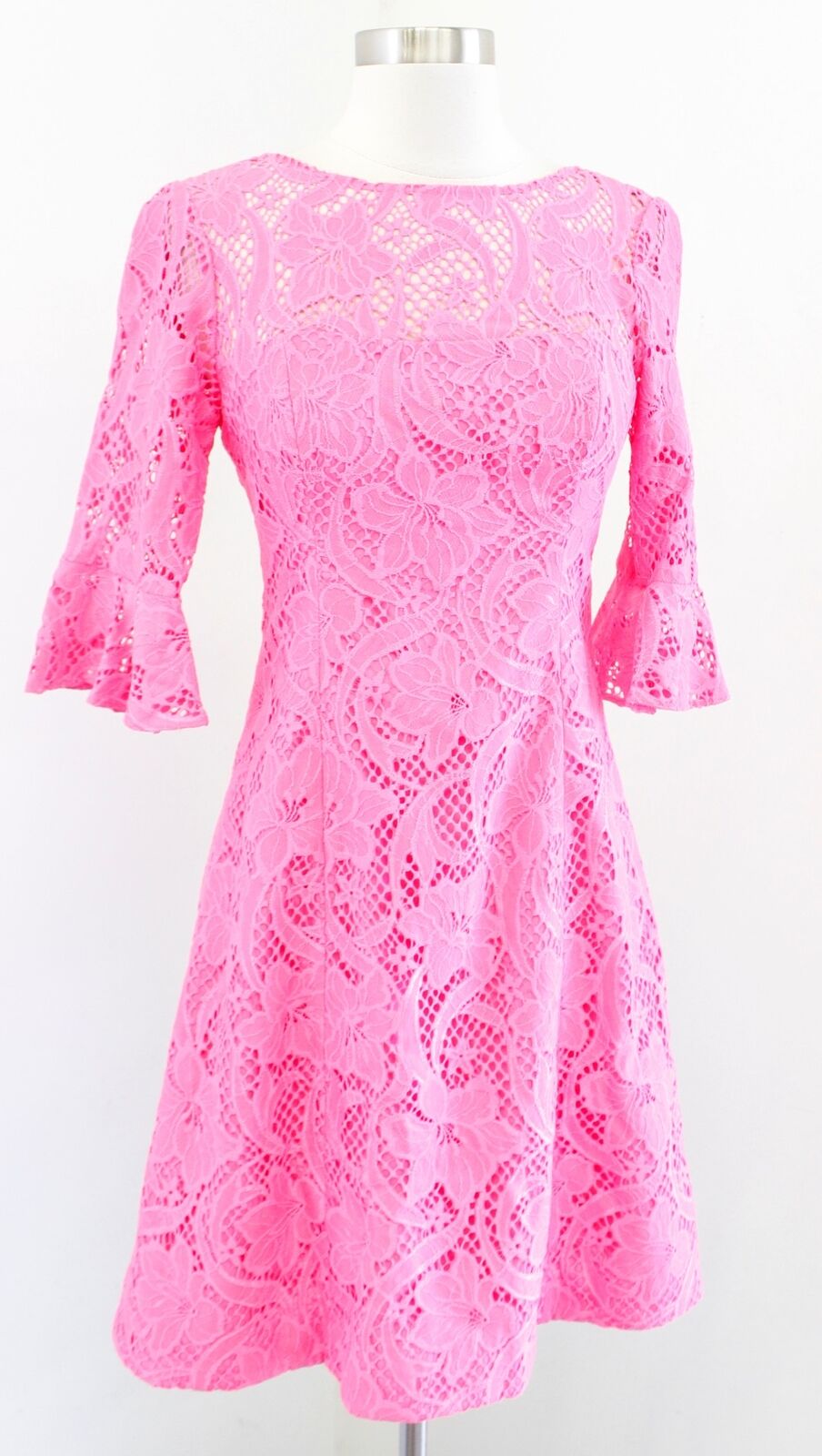 Lilly Pulitzer Allyson Pink Tropics Floral Vines Lace Sheath Dress Size 00