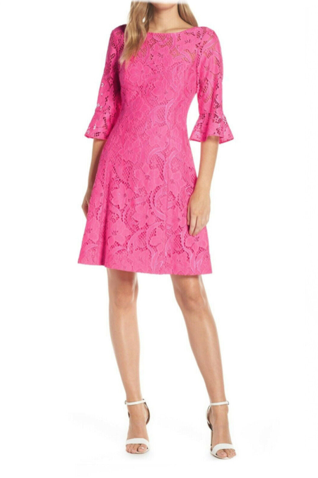 Lilly Pulitzer Allyson Pink Tropics Floral Vines Lace Sheath Dress Size 00