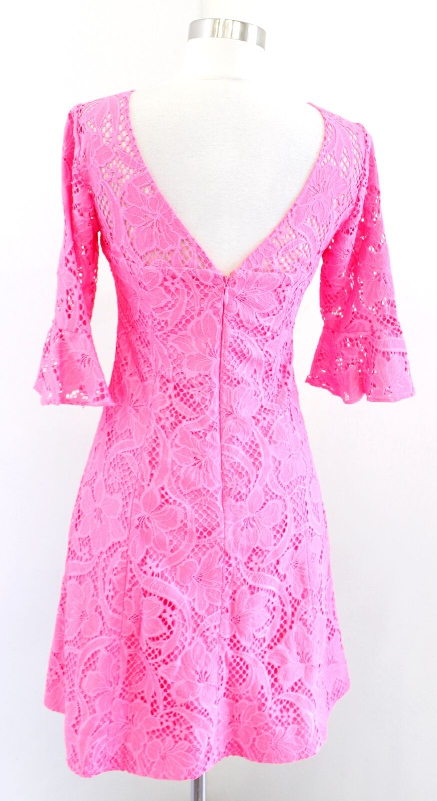 Lilly Pulitzer Allyson Pink Tropics Floral Vines Lace Sheath Dress Size 00