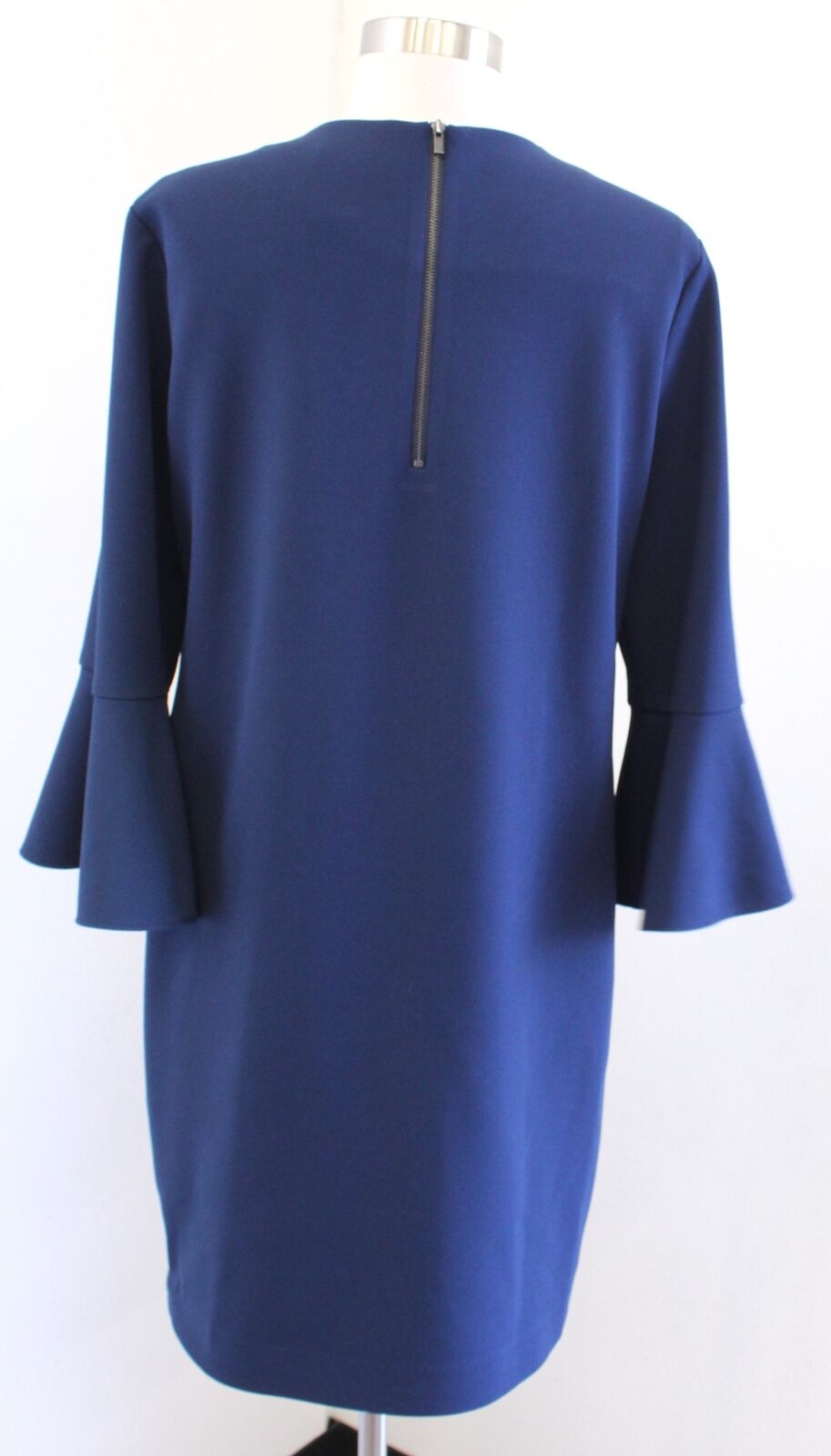 Tibi Womens Solid Midnight Navy Blue Bell Sleeve Shift Dress Size 8 Revolve