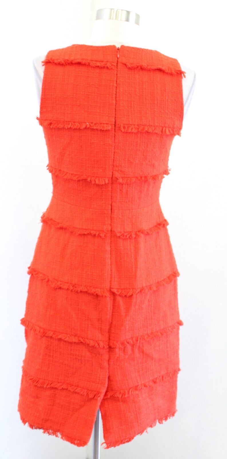 J Crew Womens Orange Fringy Tweed Fringe Striped Sheath Dress Size 0 Career