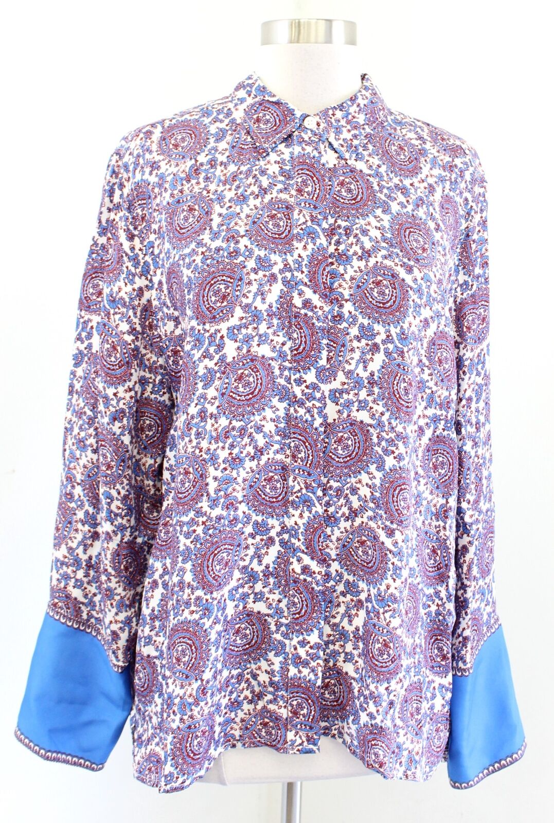 J Crew Classic Fit Drapey Blouse in Floral Crown Print Sz 16 Button Front Shirt