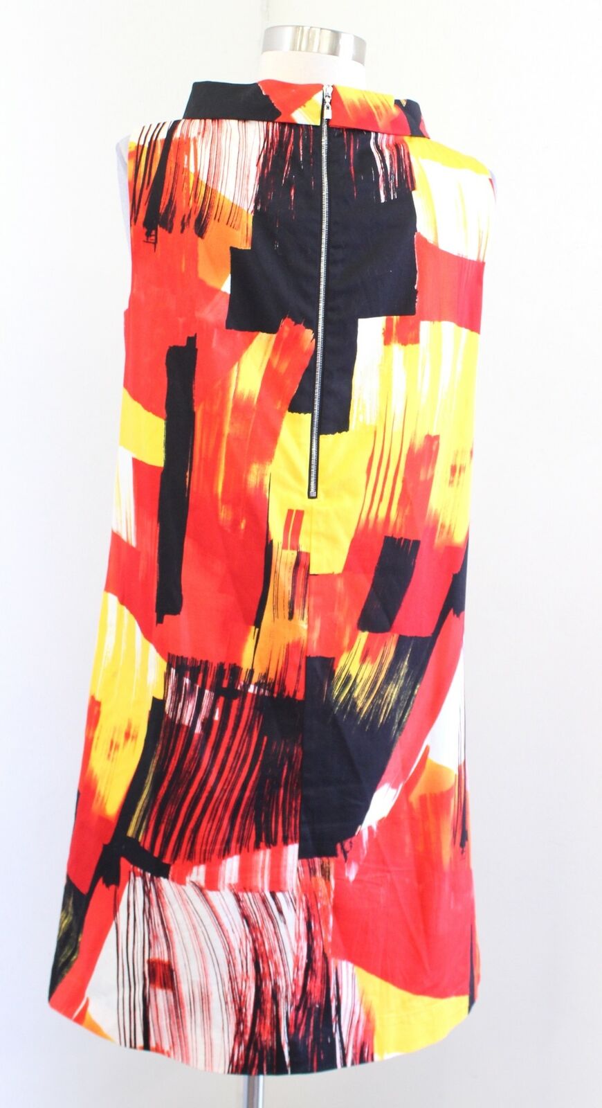 SoCa St John Red Black Yellow Abstract Watercolor Print Shift Dress Size S Mod
