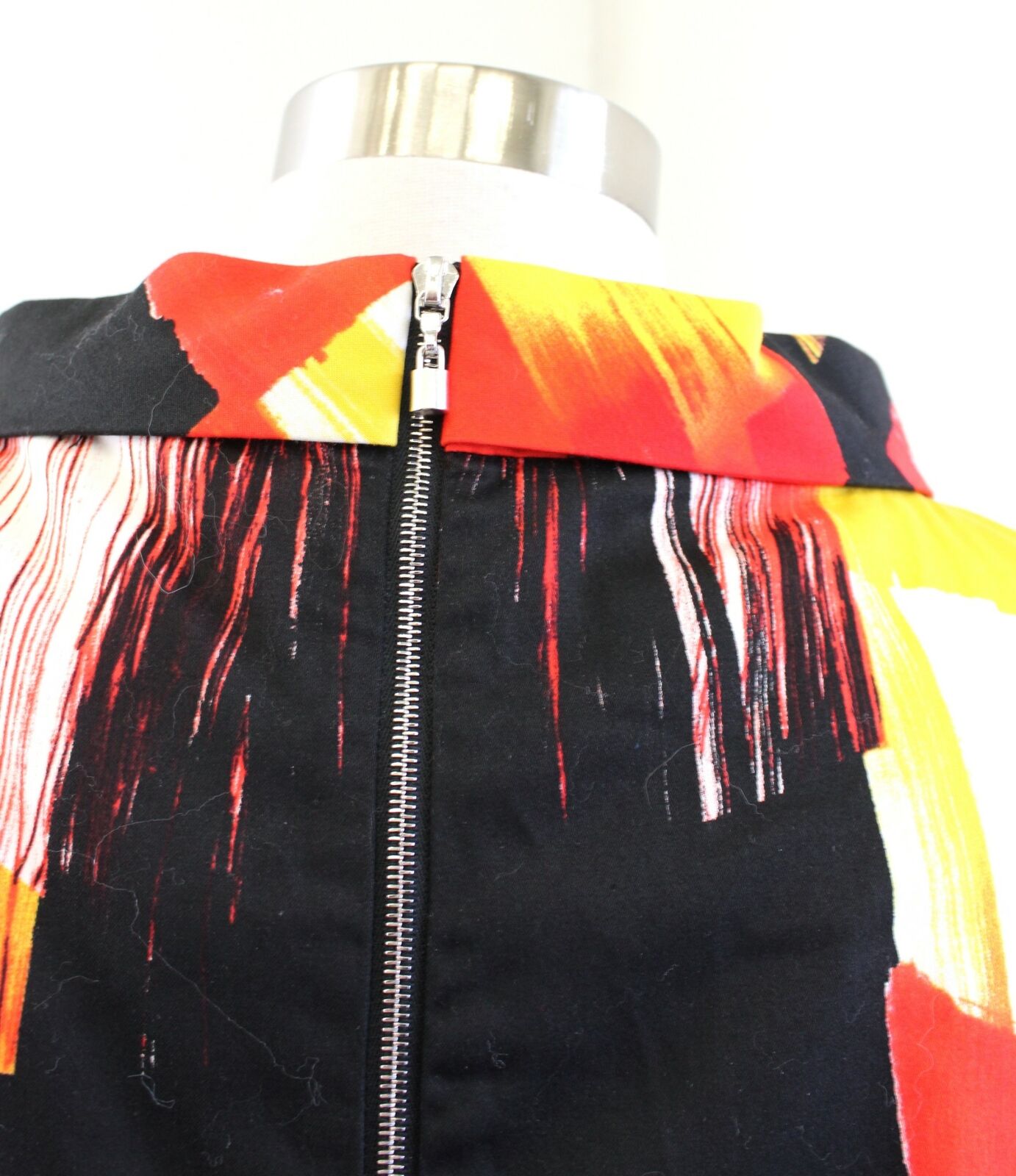 SoCa St John Red Black Yellow Abstract Watercolor Print Shift Dress Size S Mod