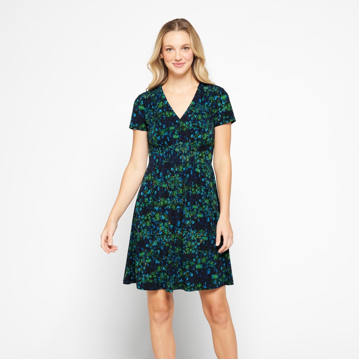 NWT Maggy London x Stitch Fix Navy Blue White Floral Print Jersey Dress Size 10