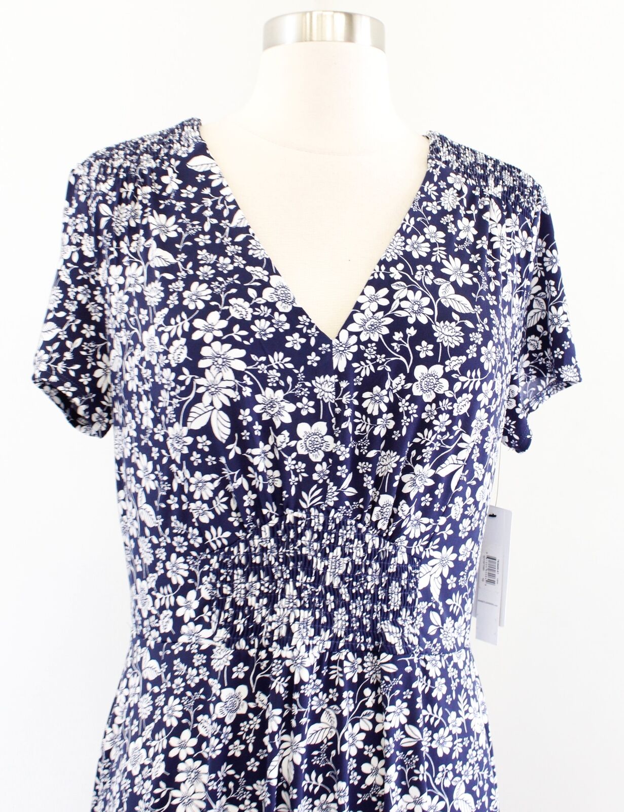 NWT Maggy London x Stitch Fix Navy Blue White Floral Print Jersey Dress Size 10