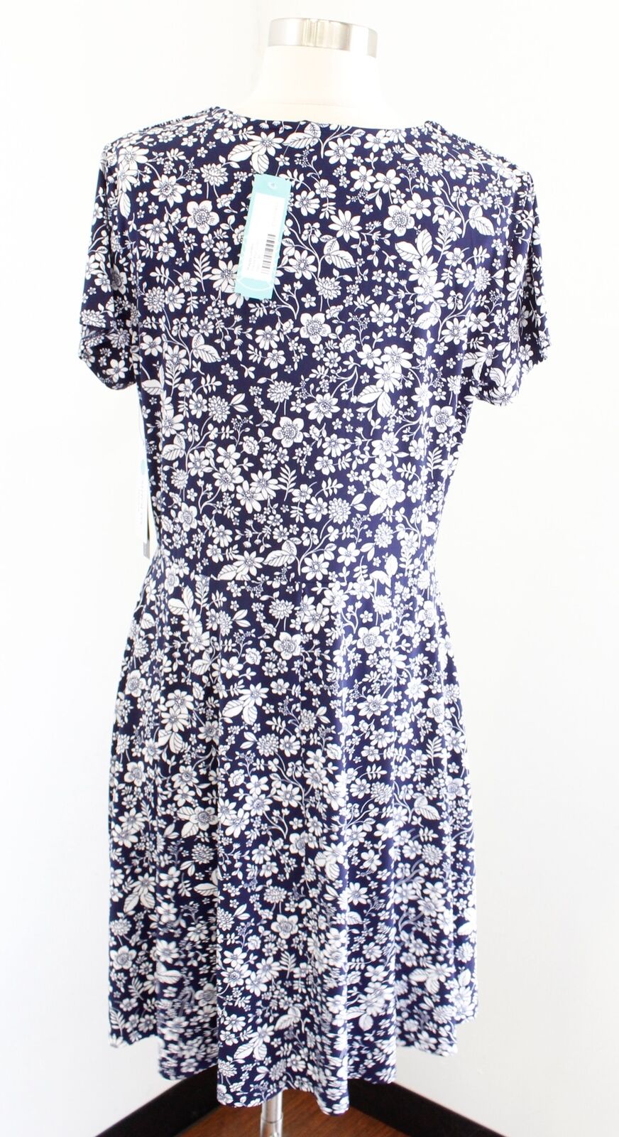 NWT Maggy London x Stitch Fix Navy Blue White Floral Print Jersey Dress Size 10