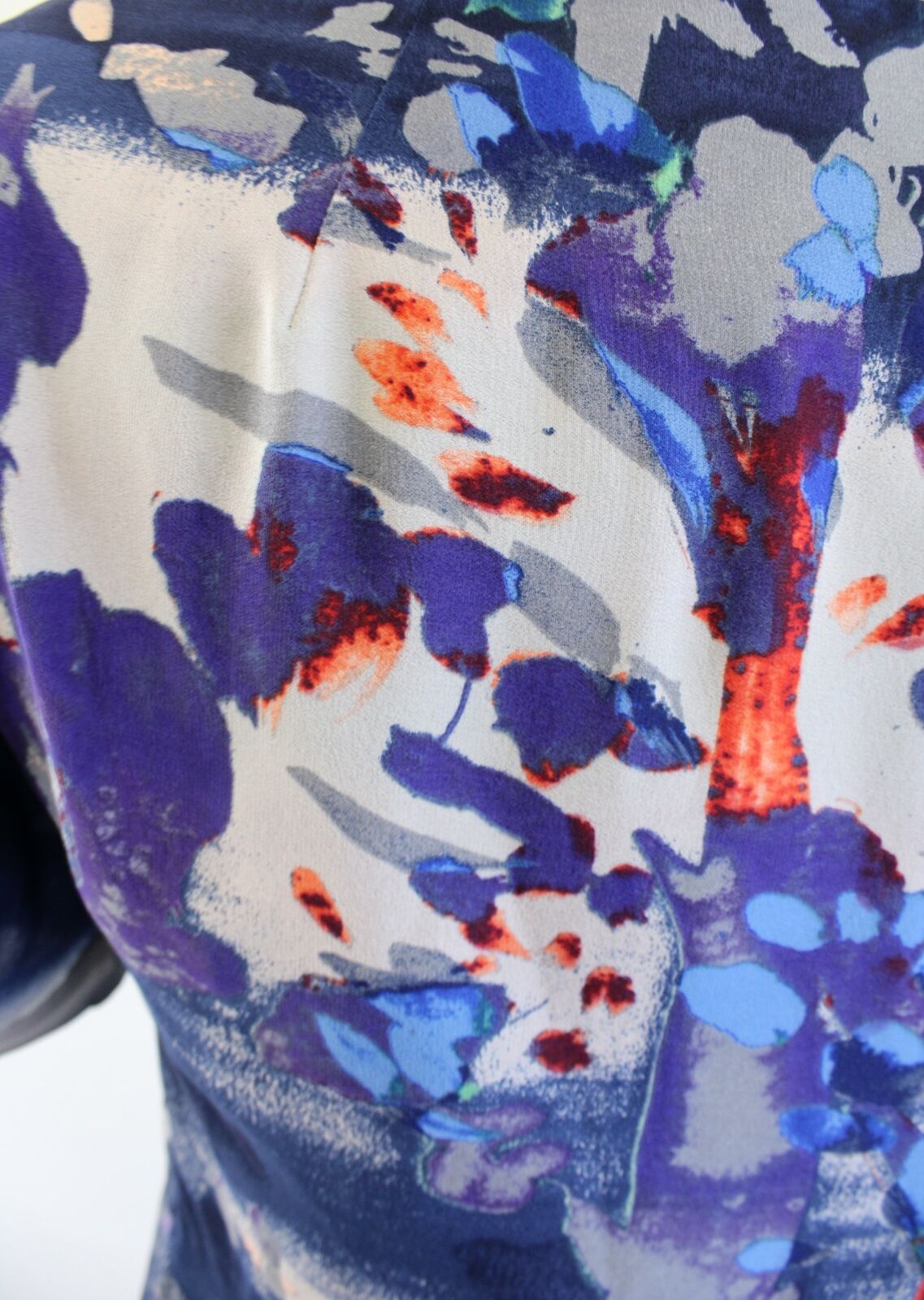 Coquille Anthropologie Japonica Blue Watercolor Silk Draped Neck Dress Size 2