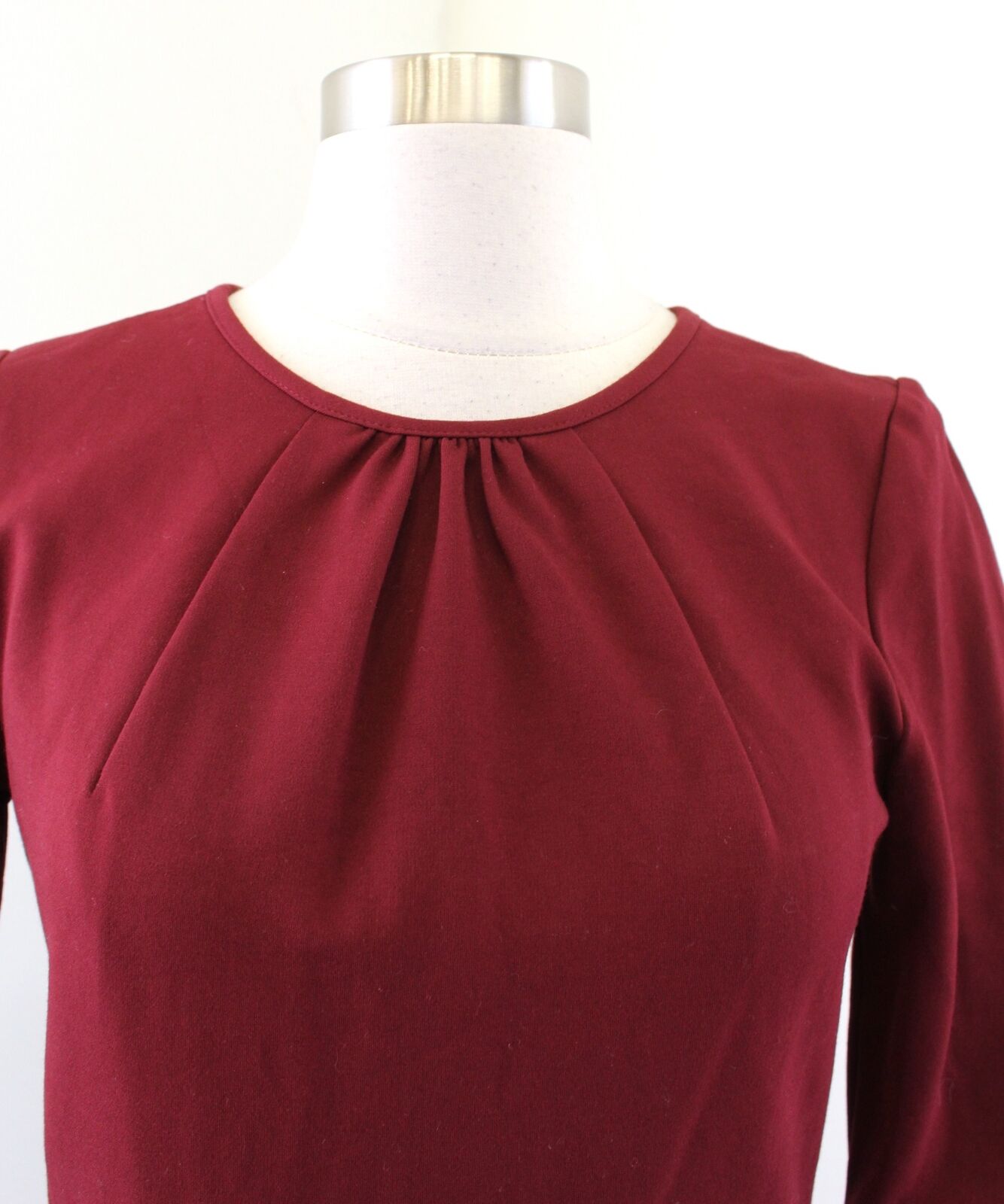 J Crew Womens Wine Red Ponte Knit Bell Sleeve Sheath Dress Size 2 Career