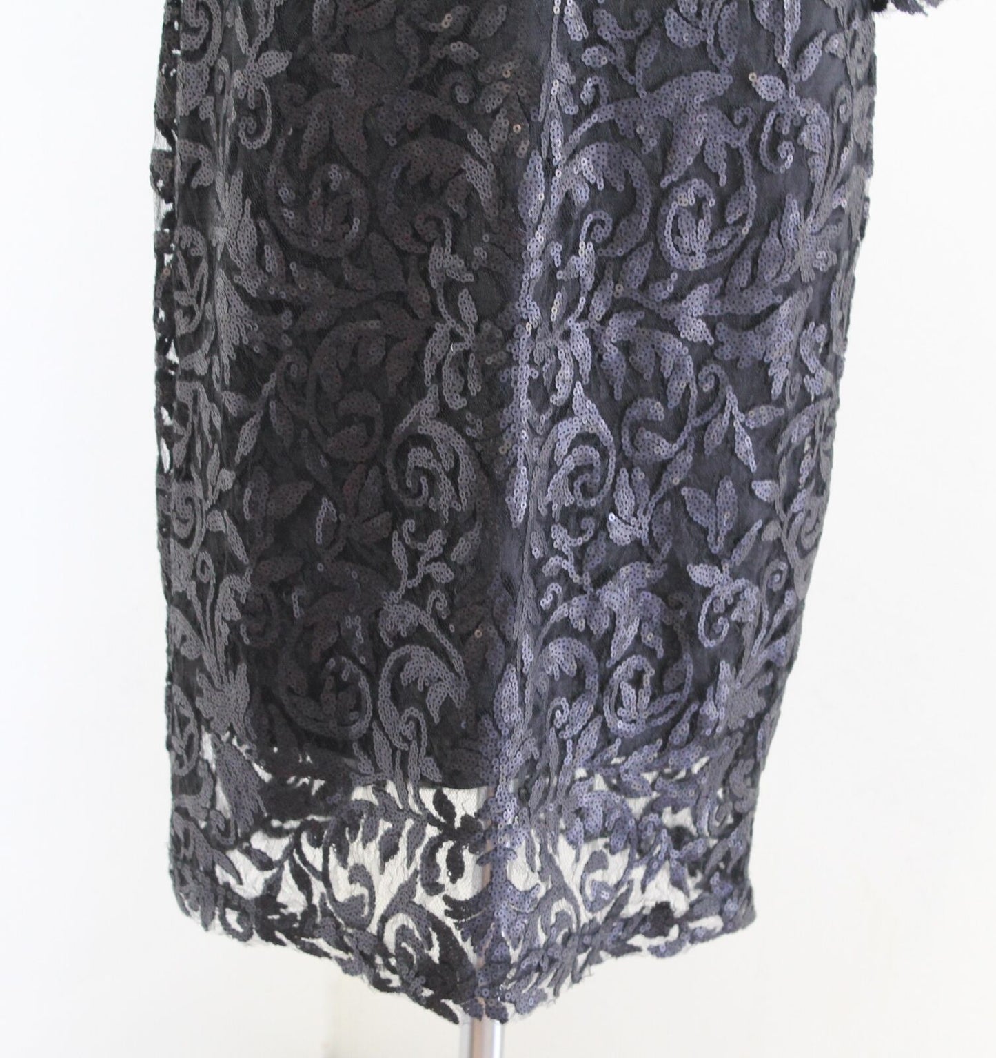 Tadashi Shoji Black 3/4 Sleeve Paillette Embroidered Sequin Lace Sheath Dress 12