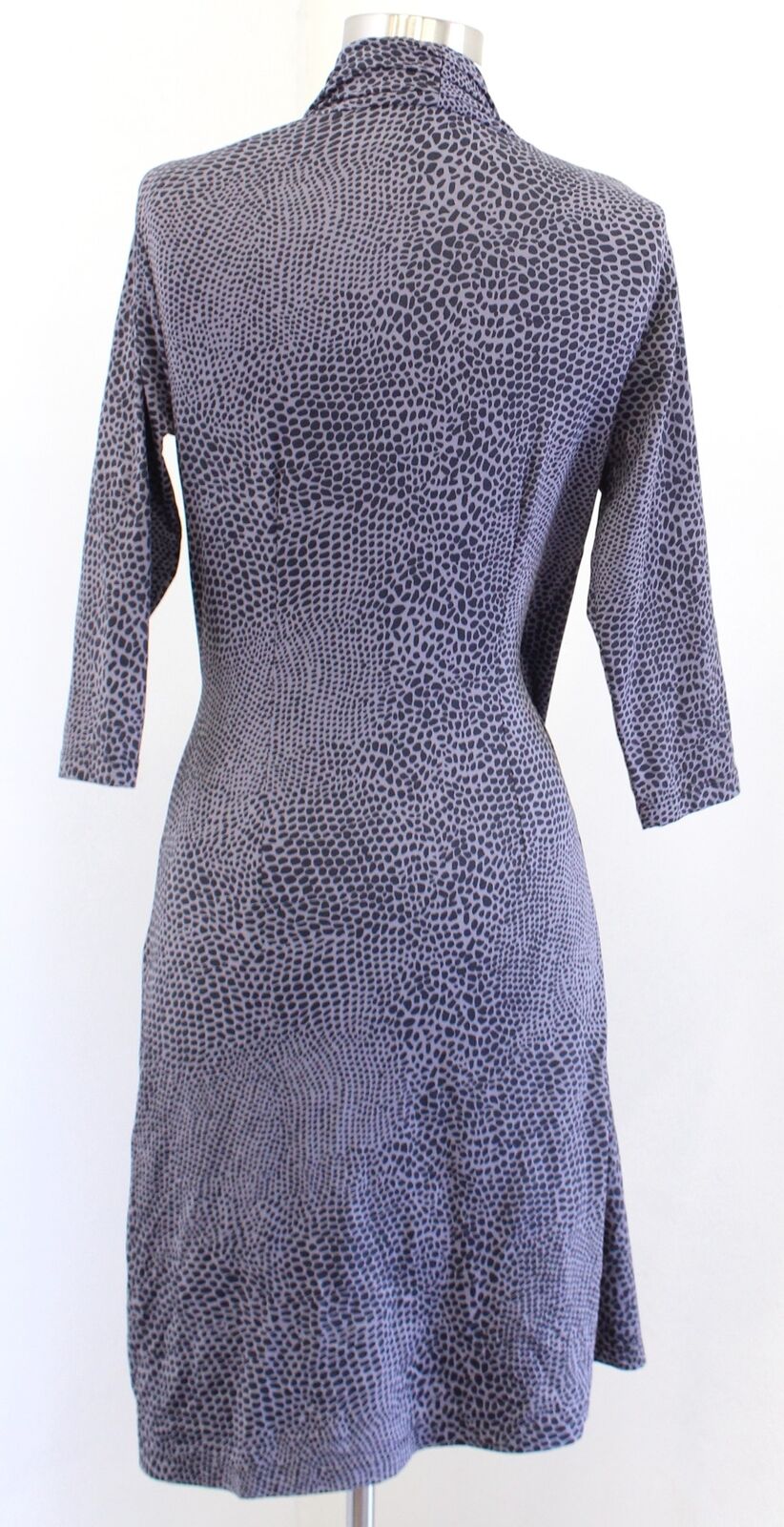 J McLaughlin Gray Spotted Print Ruched Panama Wrap Dress Catalina Cloth Size XS