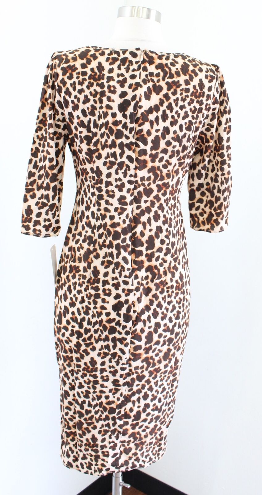NWT For Love and Lemons Leopard Print Silk Blend Dress Size M Tie Neck Midi