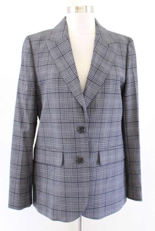 J Crew Gray Navy Blue Sommerset Blazer Jacket in Italian Wool Plaid 6 Tollegno